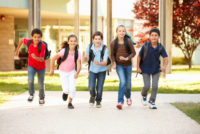 kids running at school
