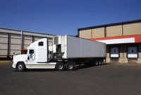 Trailer backing into loading dock