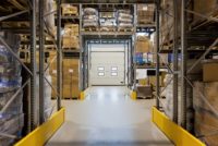 View of loading dock door inside a warehouse facility